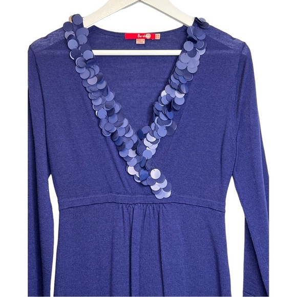 Boden | Navy 100% Wool Paillette V-Neck Dress Sz 8L/M - Picture 2 of 7